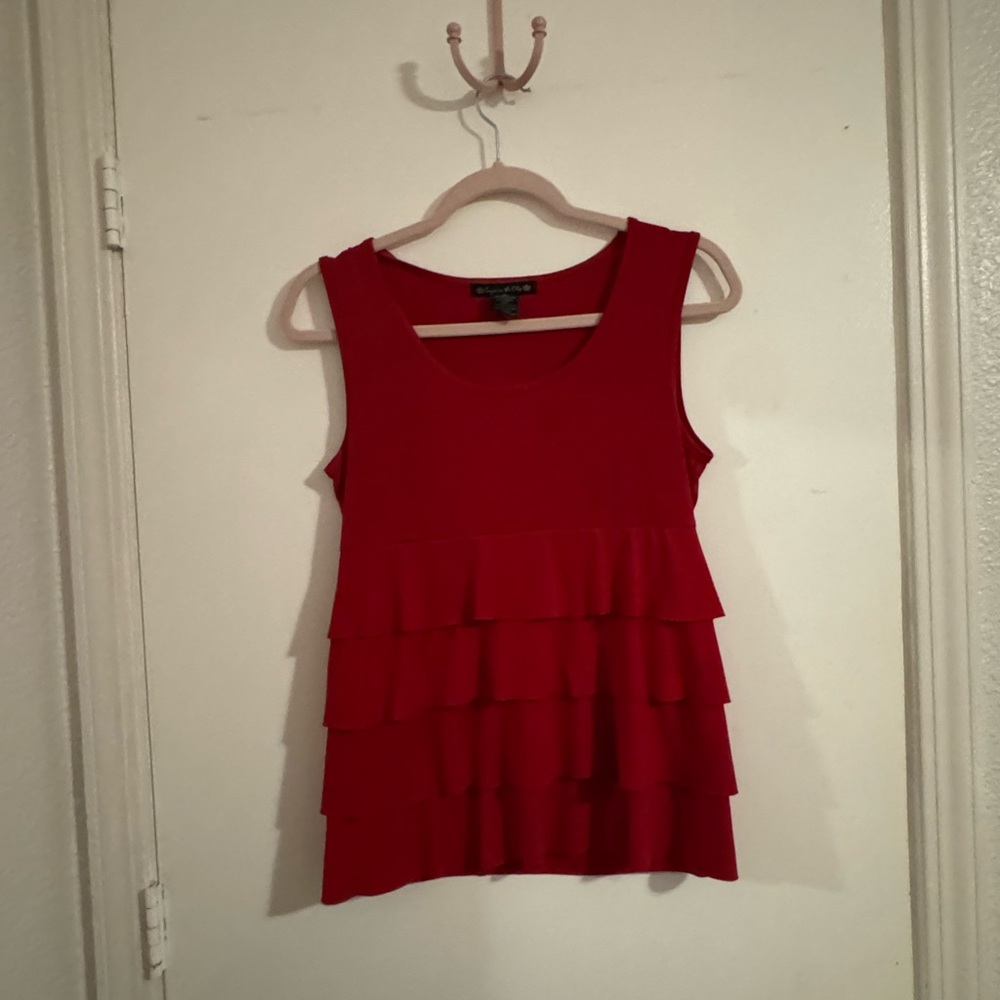 Red Sleeveless Ruffle Top